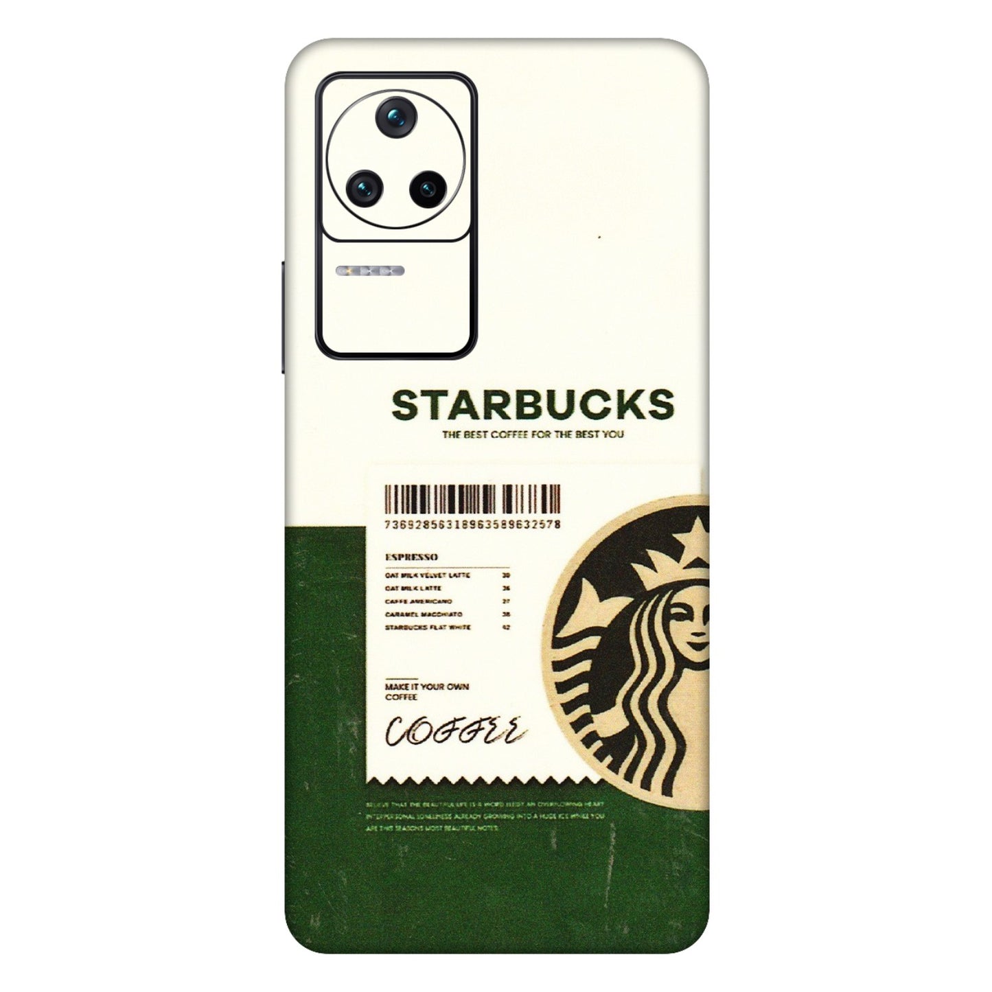 POCO Phone Skins (All Models) - Starbucks Barcode - 3D Embossed Finish (L-308) Poco F4 (5G)