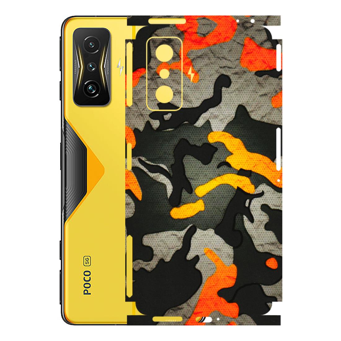 POCO Phone Skins (All Models) - Orange Camouflage - 3D Embossed Finish (L-204) Poco F4 GT