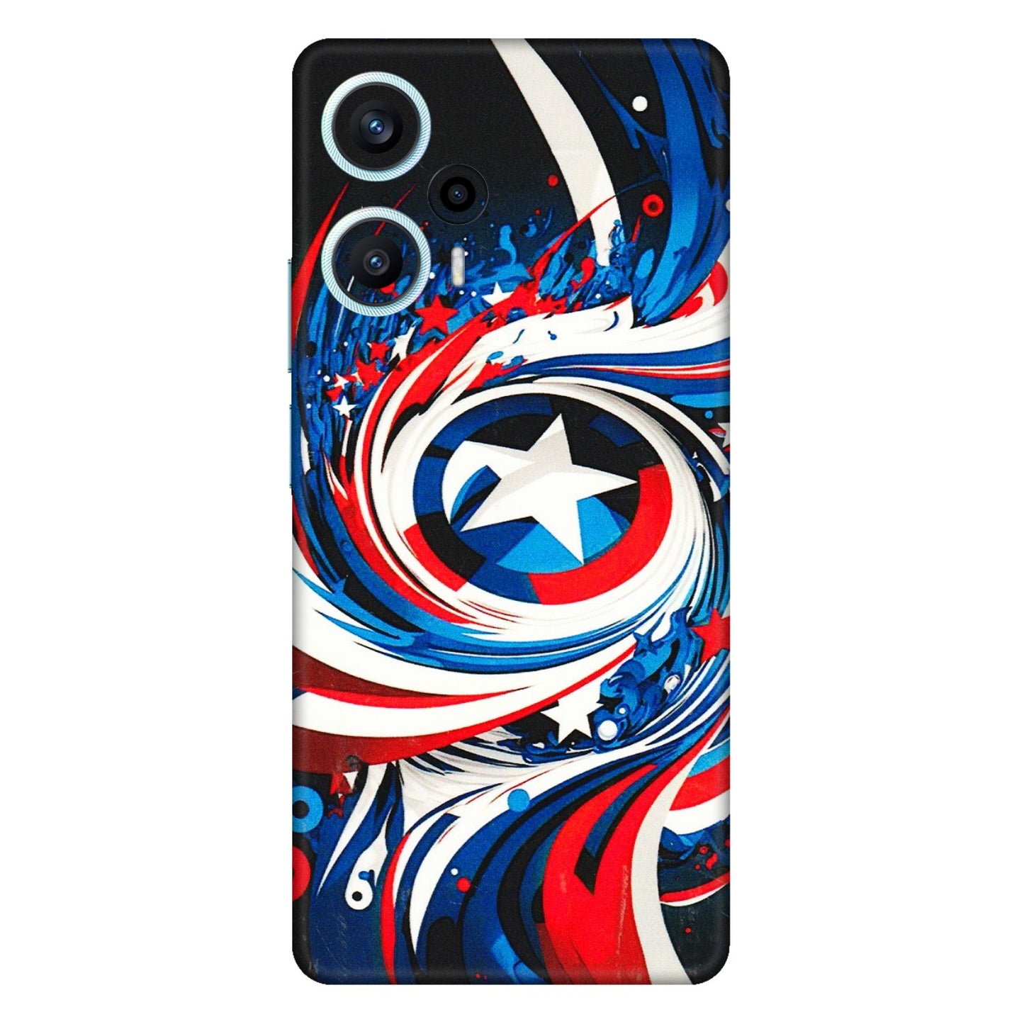 POCO Phone Skins (All Models) - Captain America Logo - 3D Embossed Finish (L-307) Poco F5 (5G)