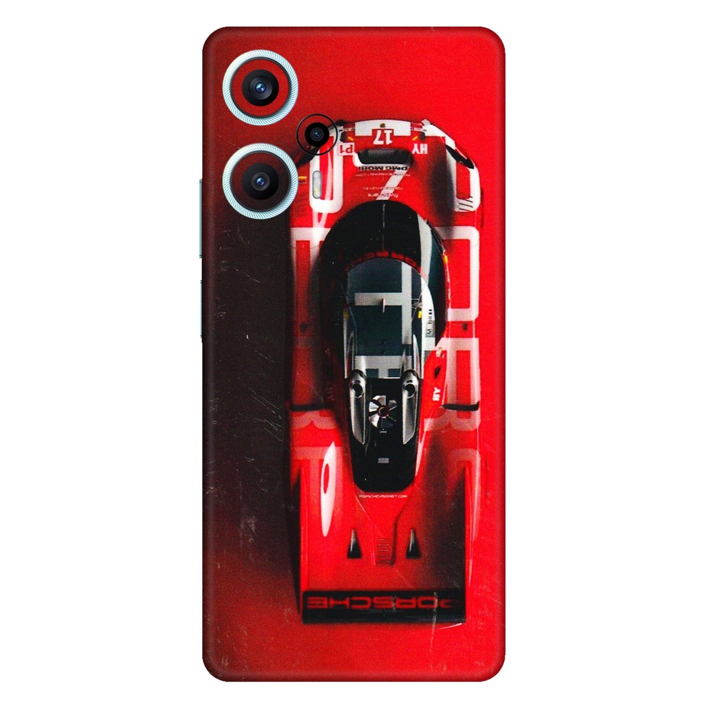 POCO Phone Skins (All Models) - Red Porsche Car Logo - 3D Embossed Finish (L-315) Poco F5 (5G)