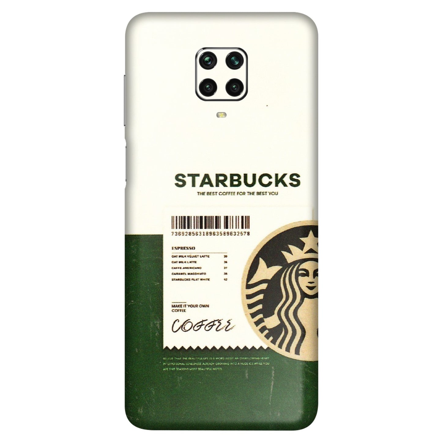 POCO Phone Skins (All Models) - Starbucks Barcode - 3D Embossed Finish (L-308) Poco M2 PRO