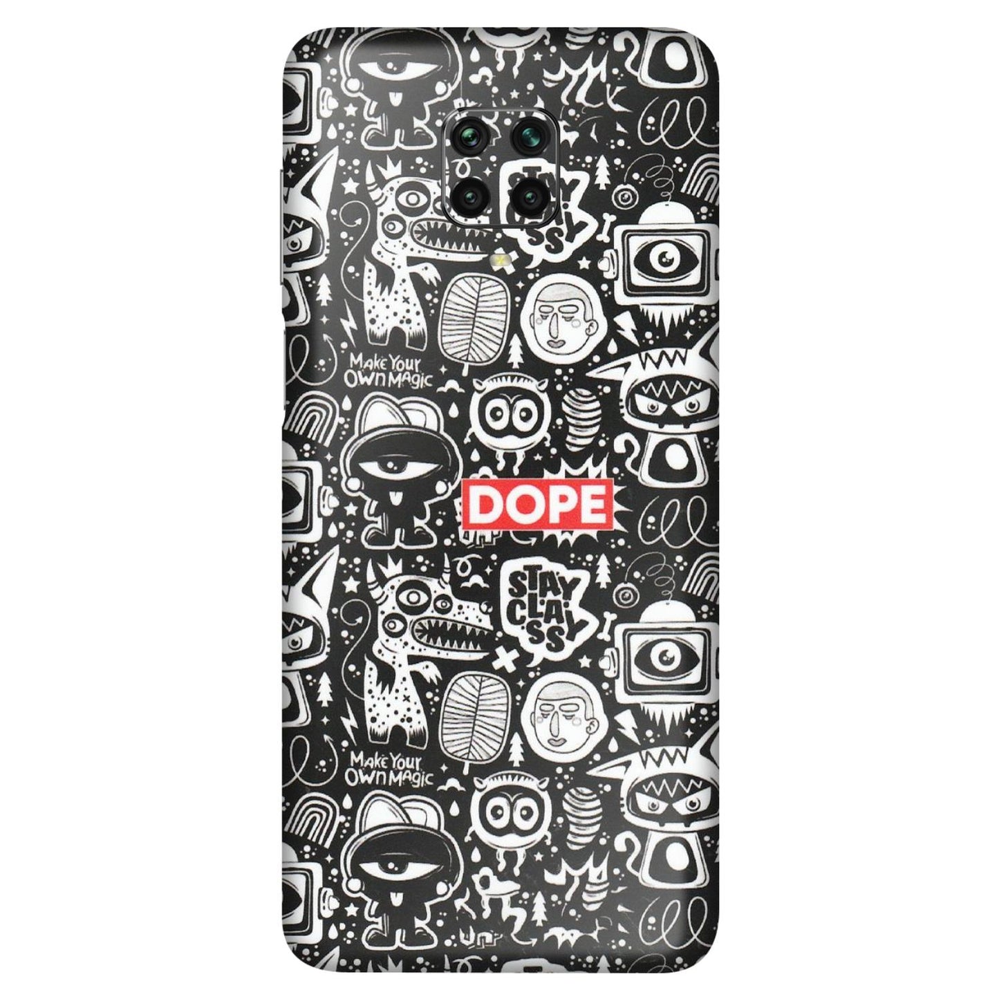 POCO Phone Skins (All Models) - Dope Stay Classy Black Doodles - Matte Finish (M-126) Poco M2 PRO