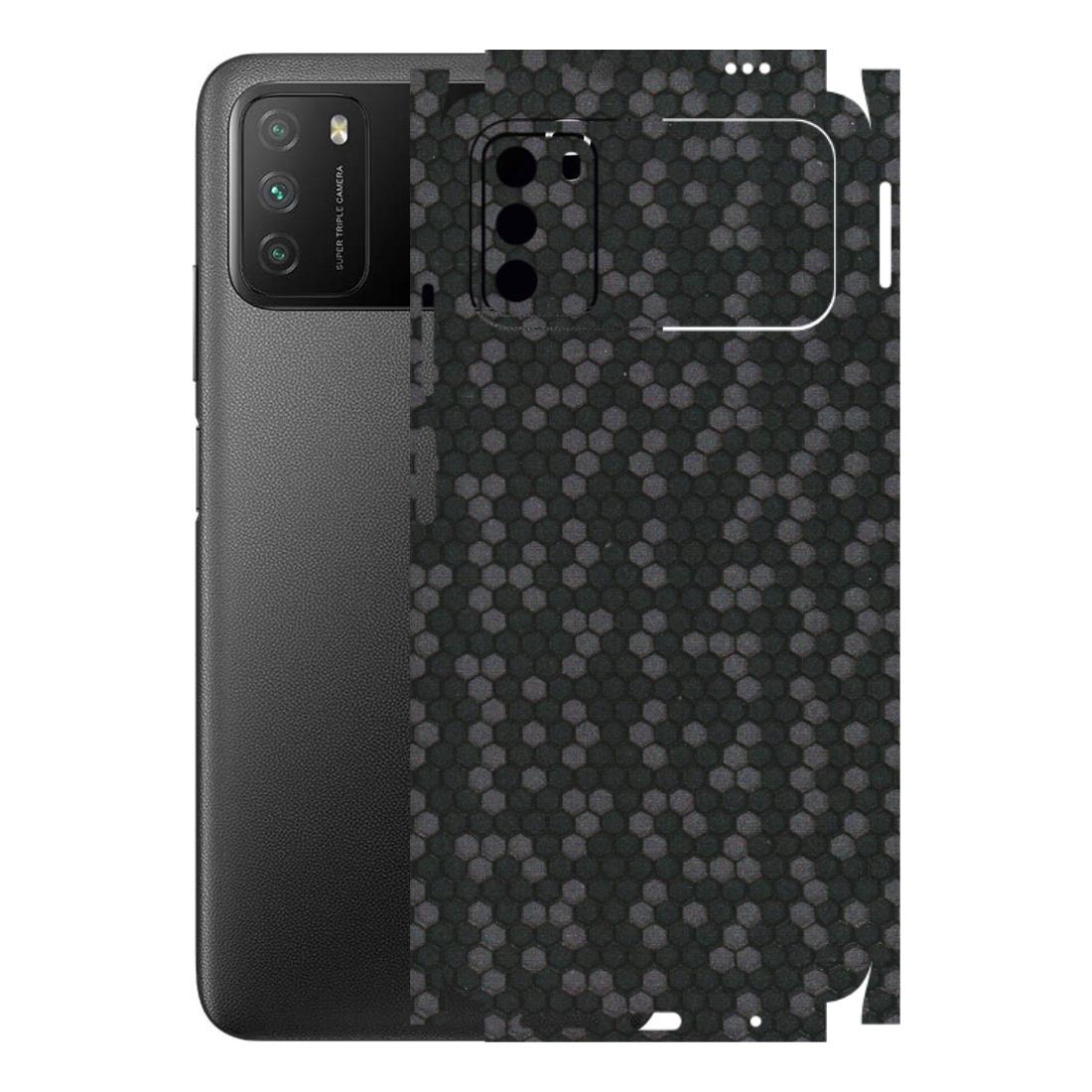 POCO Phone Skins (All Models) - Black Grey Honeycomb Sober - 3D Embossed Finish (L-85) Poco M3