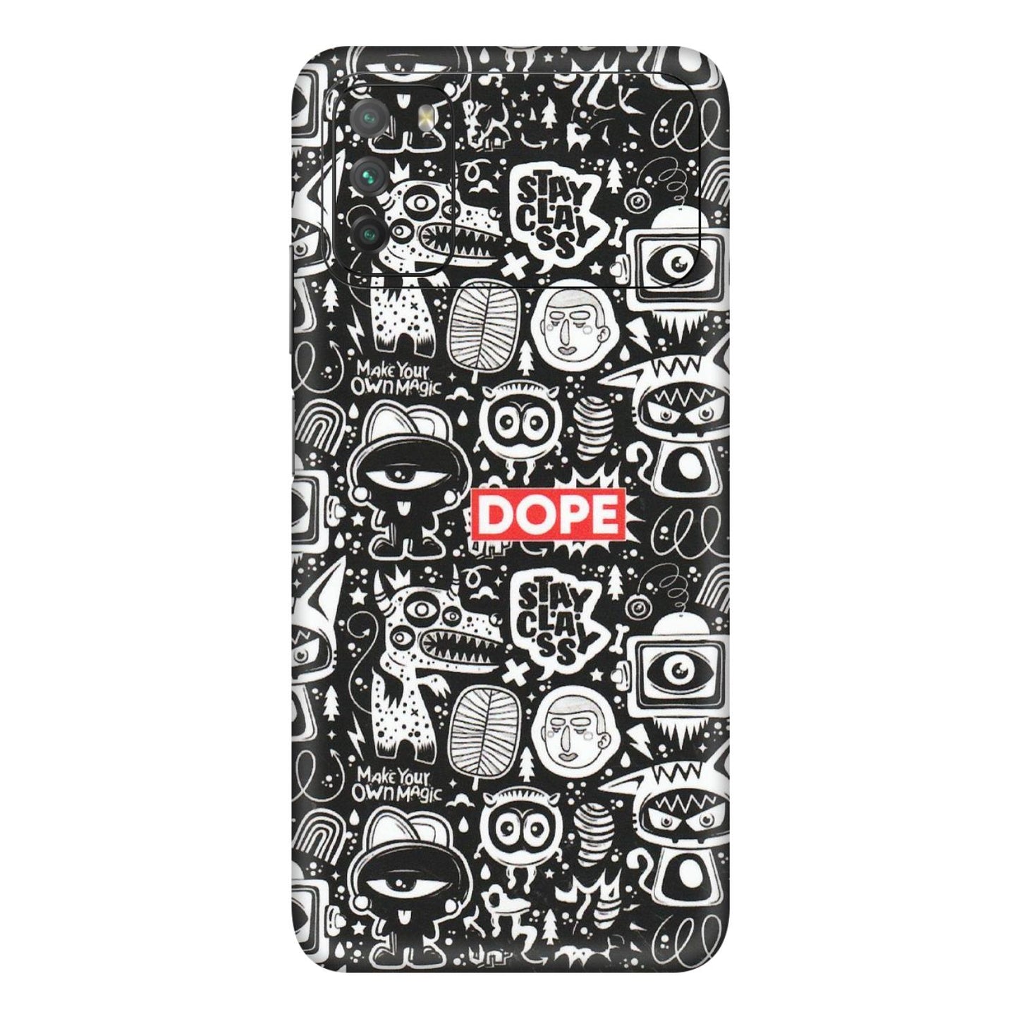 POCO Phone Skins (All Models) - Dope Stay Classy Black Doodles - Matte Finish (M-126) Poco M3