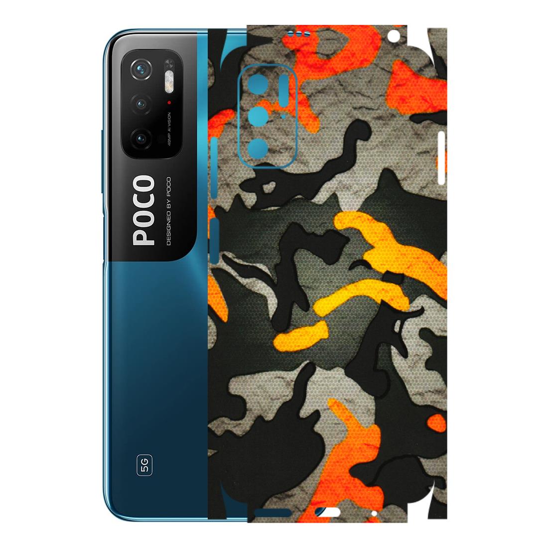 POCO Phone Skins (All Models) - Orange Camouflage - 3D Embossed Finish (L-204) Poco M3 PRO (5G)