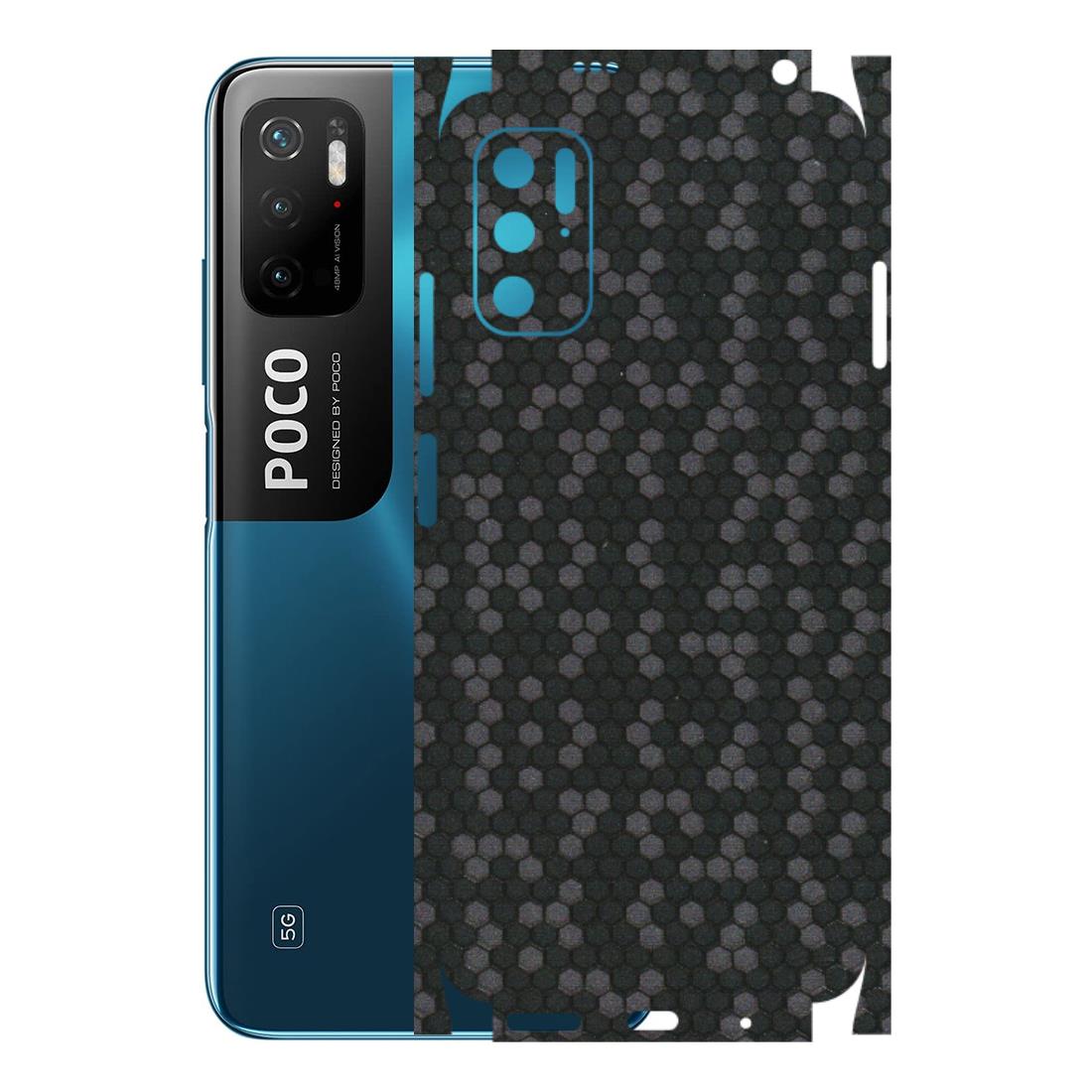 POCO Phone Skins (All Models) - Black Grey Honeycomb Sober - 3D Embossed Finish (L-85) Poco M3 PRO (5G)