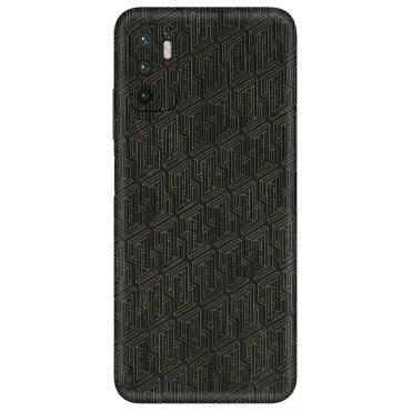 POCO Phone Skins (All Models) - Black Abstract Pattern - 3D Embossed Finish (L-117) Poco M3 PRO (5G)