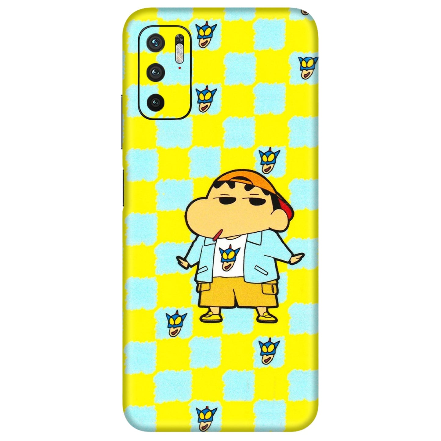 POCO Phone Skins (All Models) - Yellow Blue Shinchan Cute - 3D Embossed Finish (L-221) Poco M3 PRO (5G)