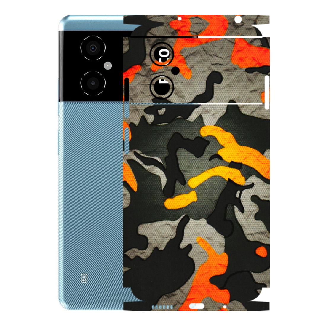 POCO Phone Skins (All Models) - Orange Camouflage - 3D Embossed Finish (L-204) Poco M4 (5G)