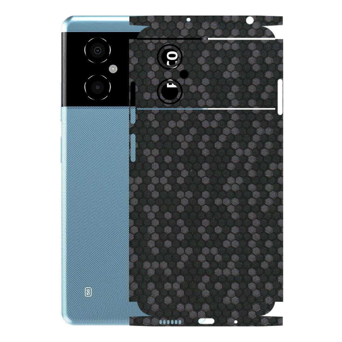 POCO Phone Skins (All Models) - Black Grey Honeycomb Sober - 3D Embossed Finish (L-85) Poco M4 (5G)
