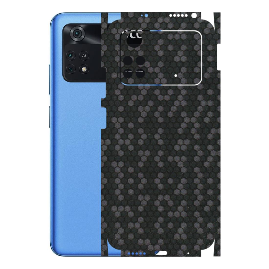 POCO Phone Skins (All Models) - Black Grey Honeycomb Sober - 3D Embossed Finish (L-85) Poco M4 PRO 4G