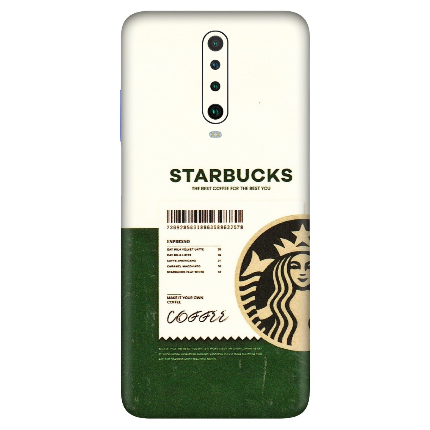 POCO Phone Skins (All Models) - Starbucks Barcode - 3D Embossed Finish (L-308) Poco X2