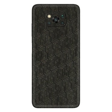 POCO Phone Skins (All Models) - Black Abstract Pattern - 3D Embossed Finish (L-117) Poco X3