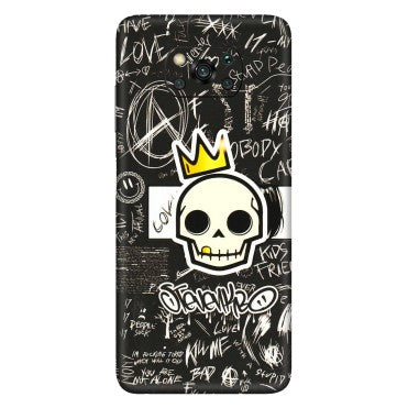POCO Phone Skins (All Models) - Funny Skull Black Chalk Grafitti - 3D Embossed Finish (L-22) Poco X3