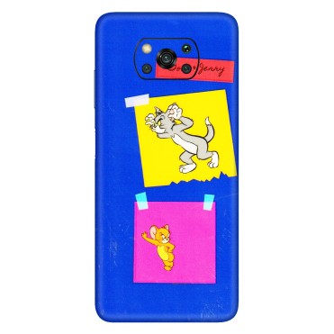 POCO Phone Skins (All Models) - Tom N Jerry Sticky Notes - 3D Embossed Finish (L-88) Poco X3
