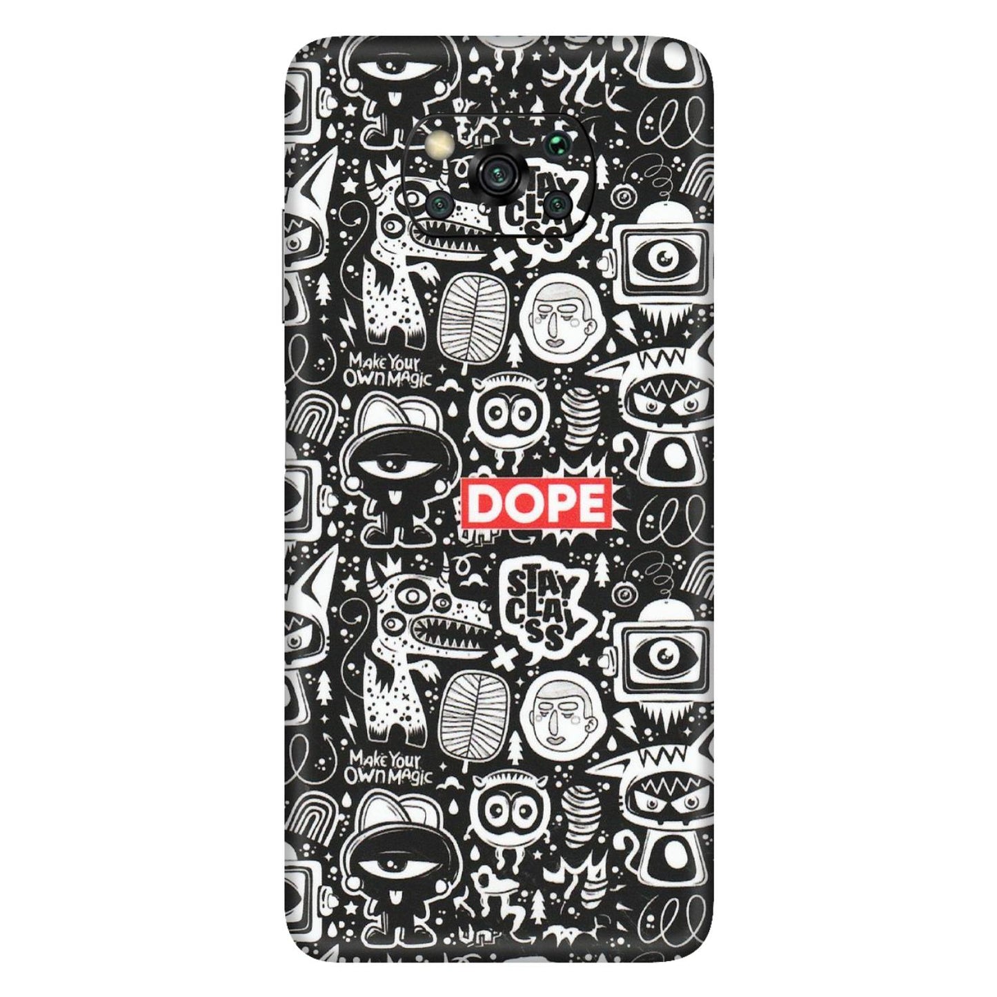 POCO Phone Skins (All Models) - Dope Stay Classy Black Doodles - Matte Finish (M-126) Poco X3