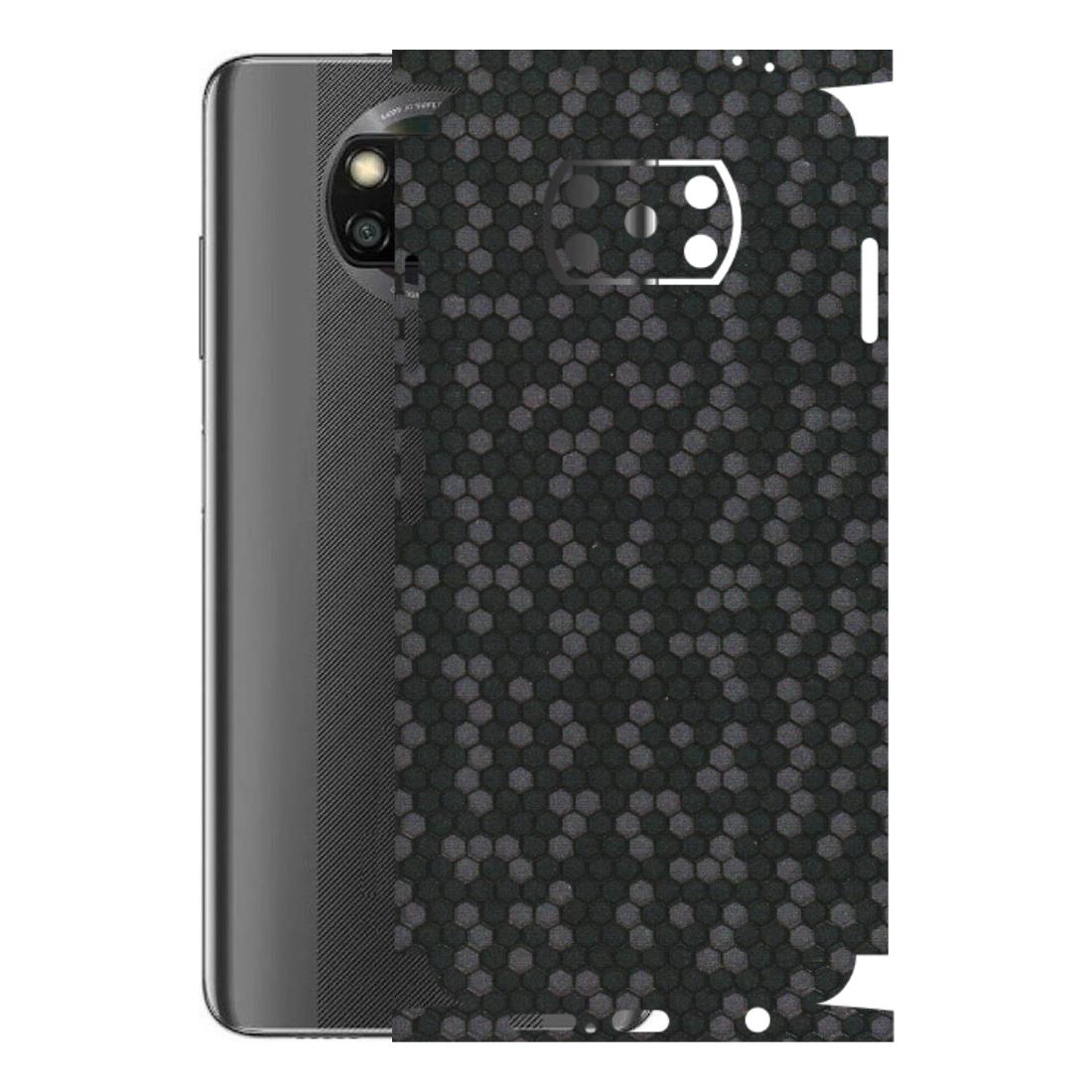 POCO Phone Skins (All Models) - Black Grey Honeycomb Sober - 3D Embossed Finish (L-85) Poco X3 NFC