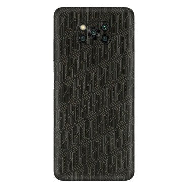 POCO Phone Skins (All Models) - Black Abstract Pattern - 3D Embossed Finish (L-117) Poco X3 PRO