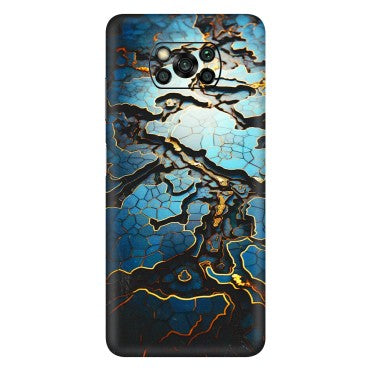 POCO Phone Skins (All Models) - Blue Gold Abstract - 3D Embossed Finish (L-11) Poco X3 PRO