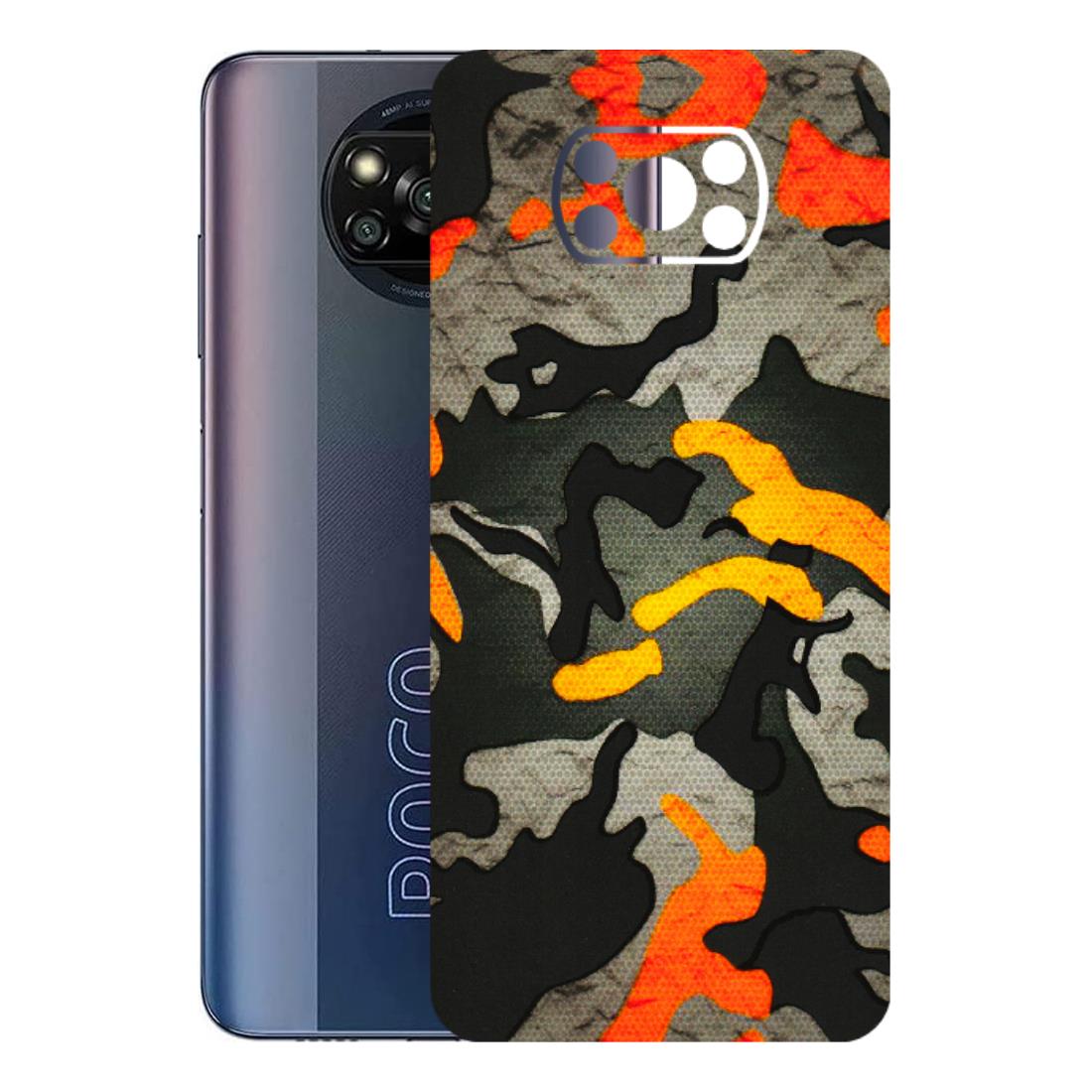 POCO Phone Skins (All Models) - Orange Camouflage - 3D Embossed Finish (L-204) Poco X3 PRO
