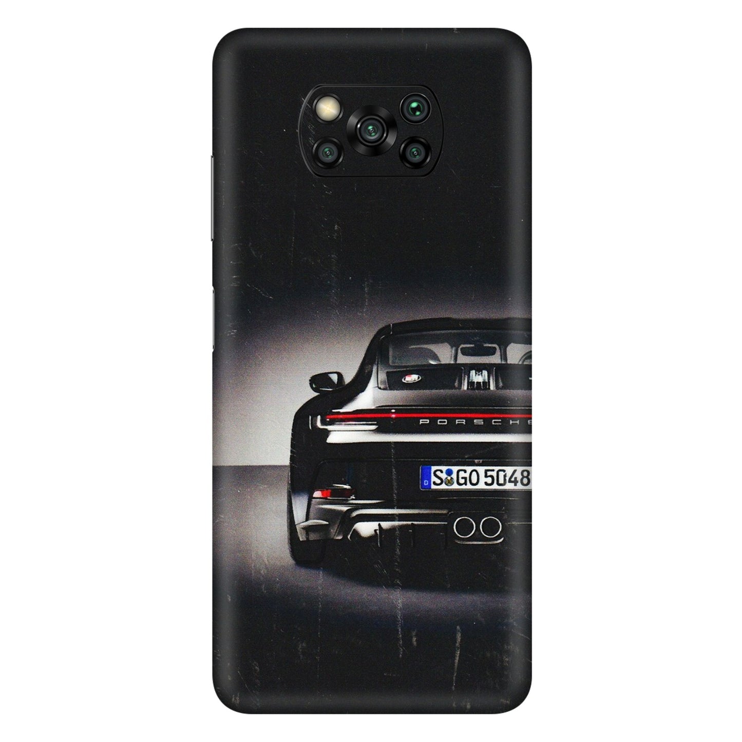 POCO Phone Skins (All Models) - New Black Porsche GT3 - 3D Embossed Finish (L-327) Poco X3 PRO