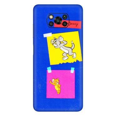 POCO Phone Skins (All Models) - Tom N Jerry Sticky Notes - 3D Embossed Finish (L-88) Poco X3 PRO