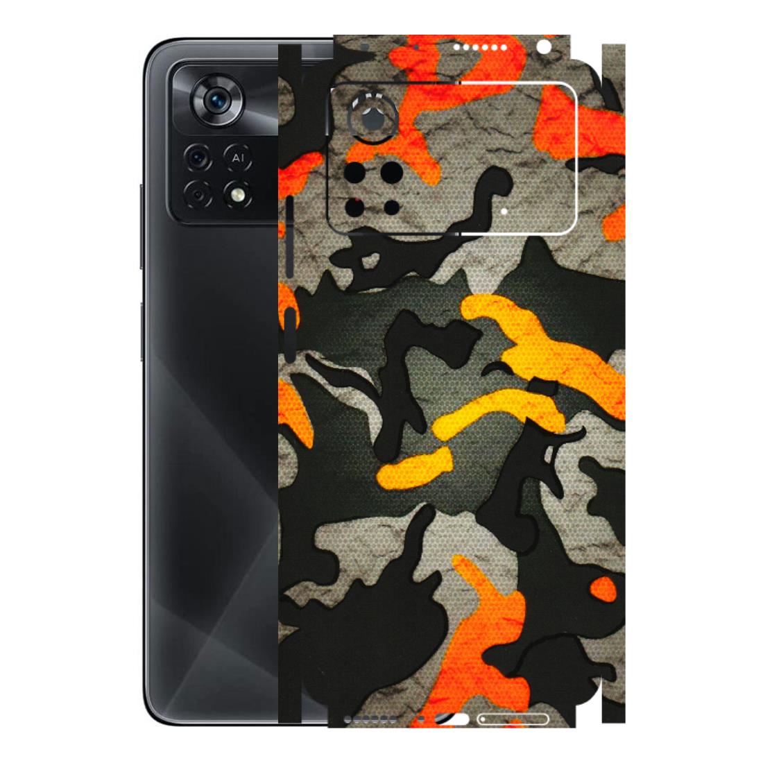 POCO Phone Skins (All Models) - Orange Camouflage - 3D Embossed Finish (L-204) Poco X4 PRO (5G)