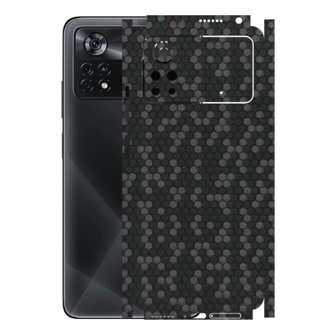POCO Phone Skins (All Models) - Black Grey Honeycomb Sober - 3D Embossed Finish (L-85) Poco X4 PRO (5G)