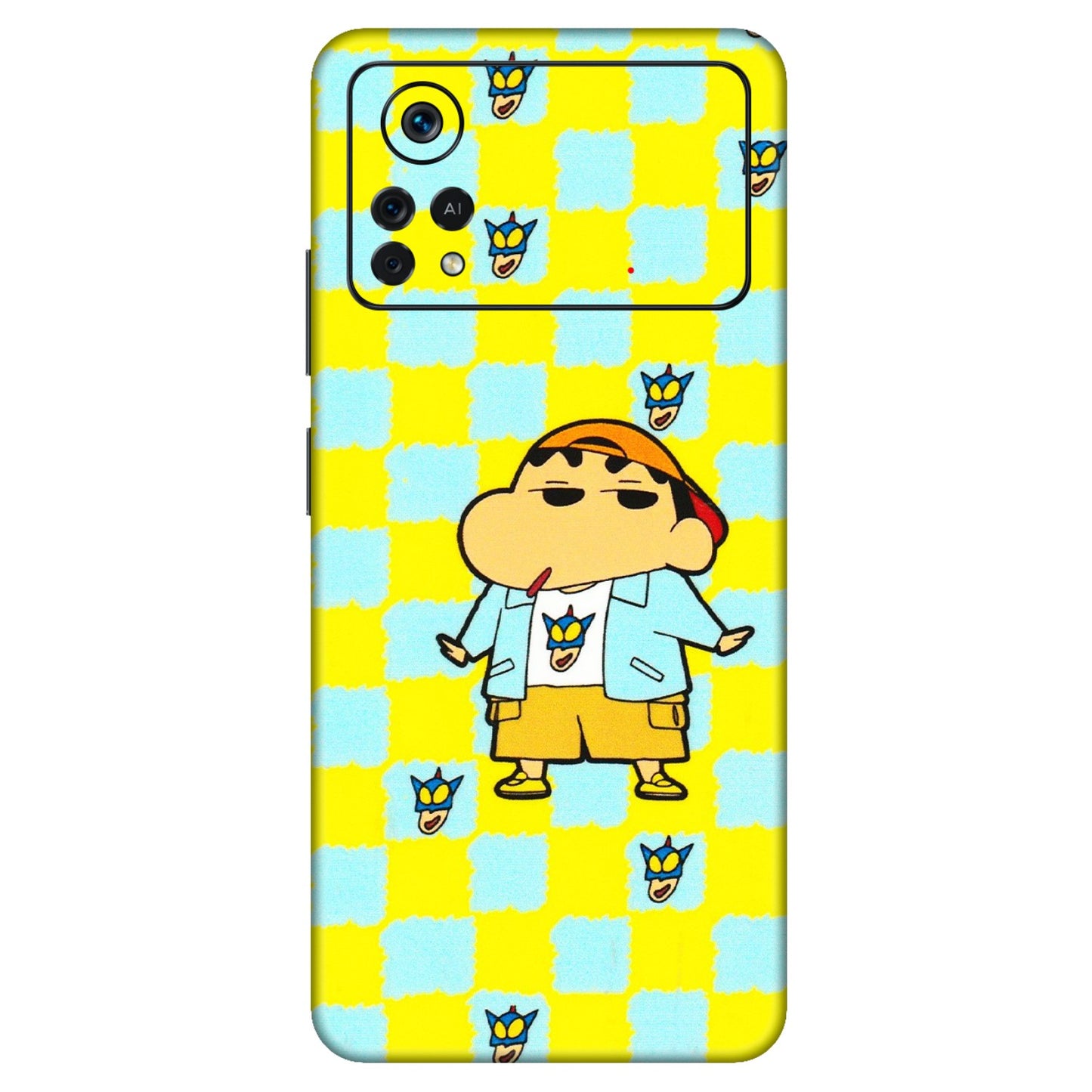 POCO Phone Skins (All Models) - Yellow Blue Shinchan Cute - 3D Embossed Finish (L-221) Poco X4 PRO (5G)