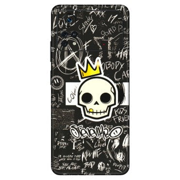 POCO Phone Skins (All Models) - Funny Skull Black Chalk Grafitti - 3D Embossed Finish (L-22) Poco X4 PRO (5G)