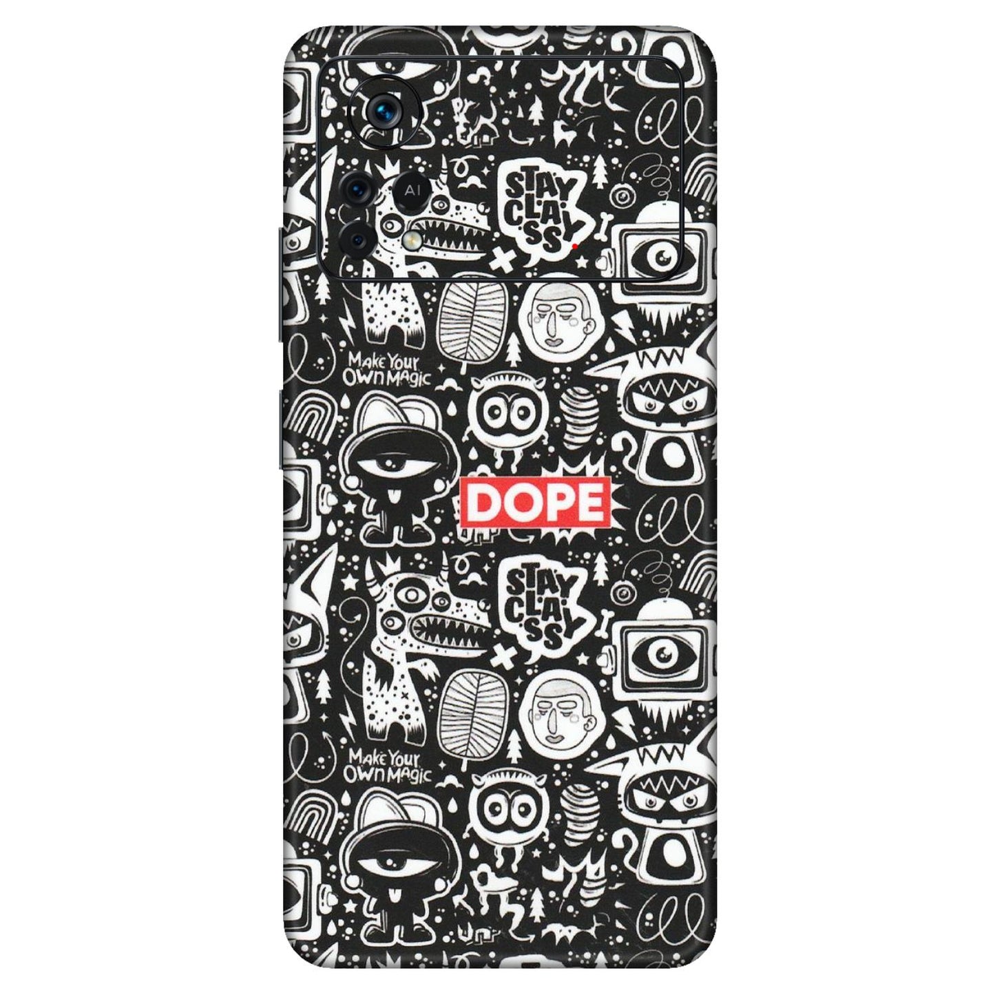 POCO Phone Skins (All Models) - Dope Stay Classy Black Doodles - Matte Finish (M-126) Poco X4 PRO (5G)