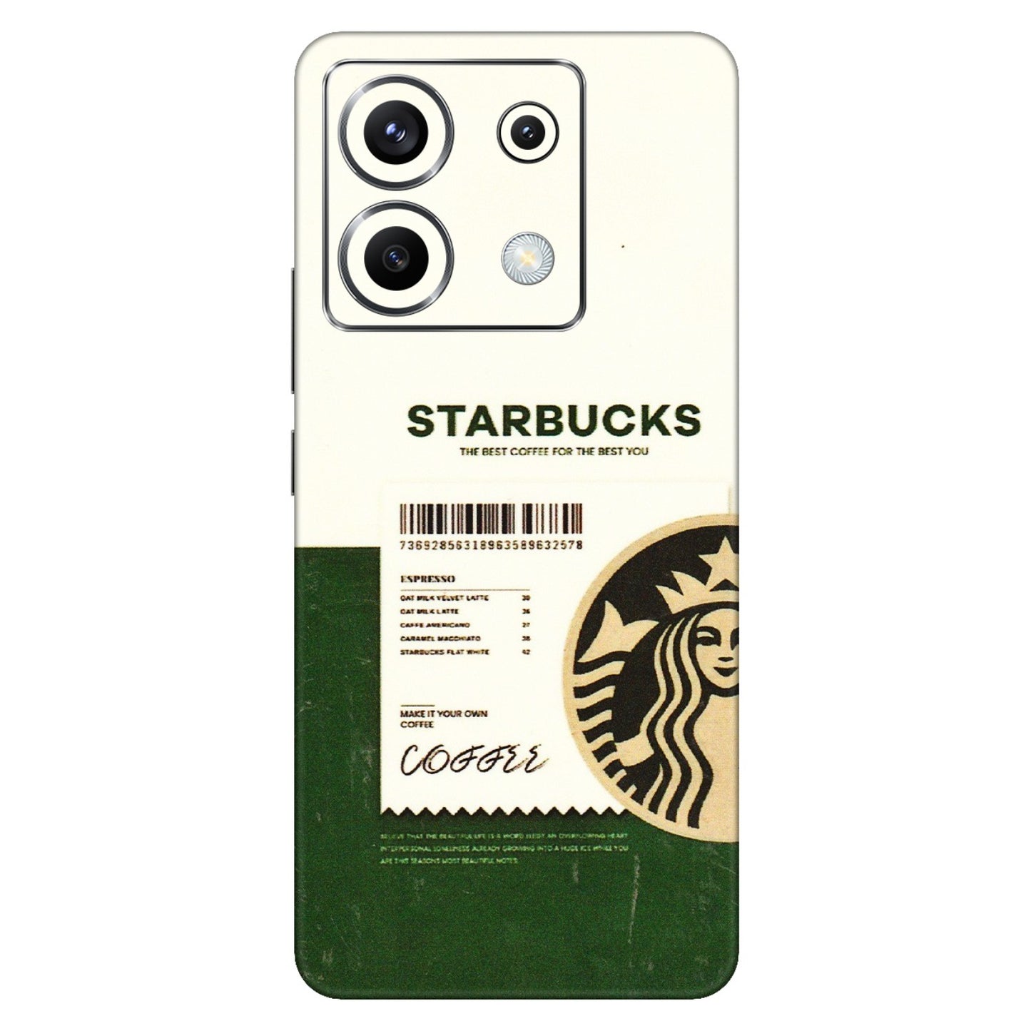 POCO Phone Skins (All Models) - Starbucks Barcode - 3D Embossed Finish (L-308) Poco X6 (5G)