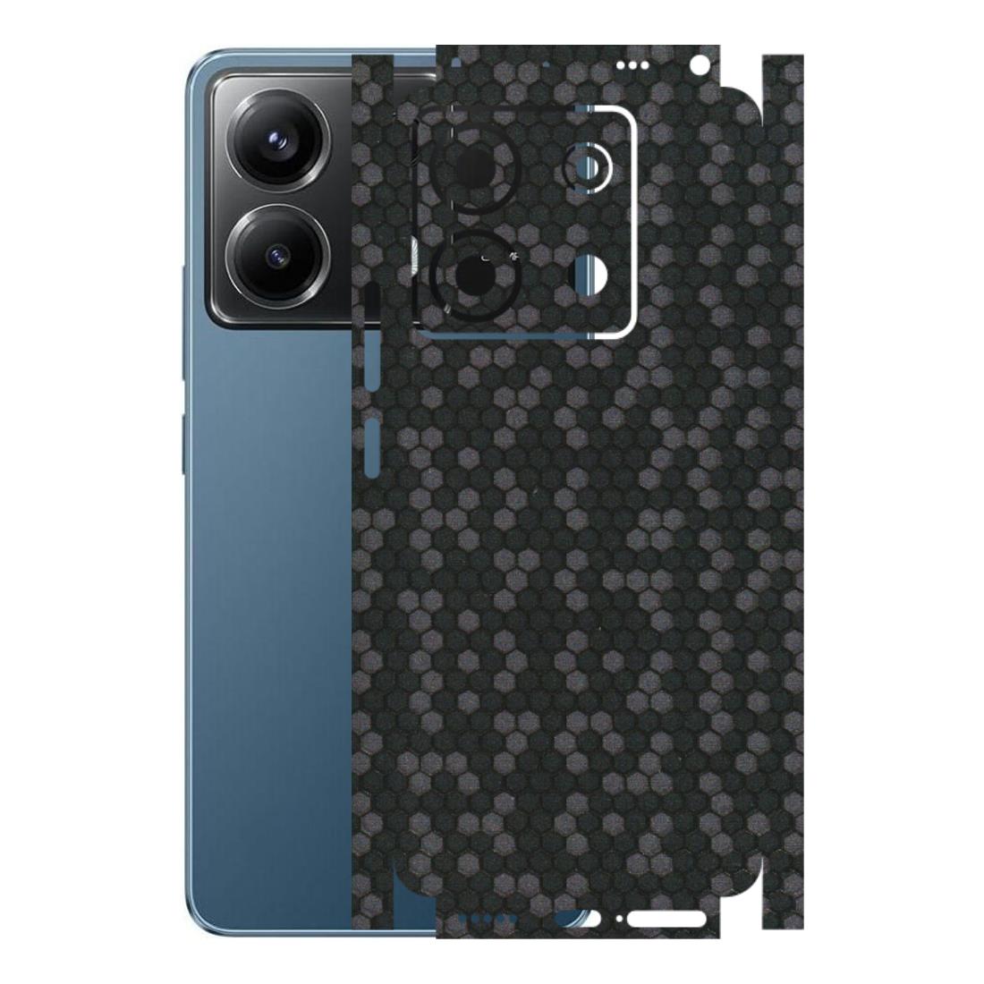 POCO Phone Skins (All Models) - Black Grey Honeycomb Sober - 3D Embossed Finish (L-85) Poco X6 (5G)