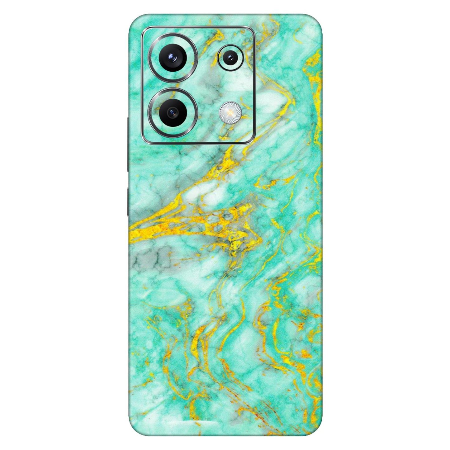POCO Phone Skins (All Models) - Green And Gold Marble Feel - Matte Finish (M-16) Poco X6 (5G)