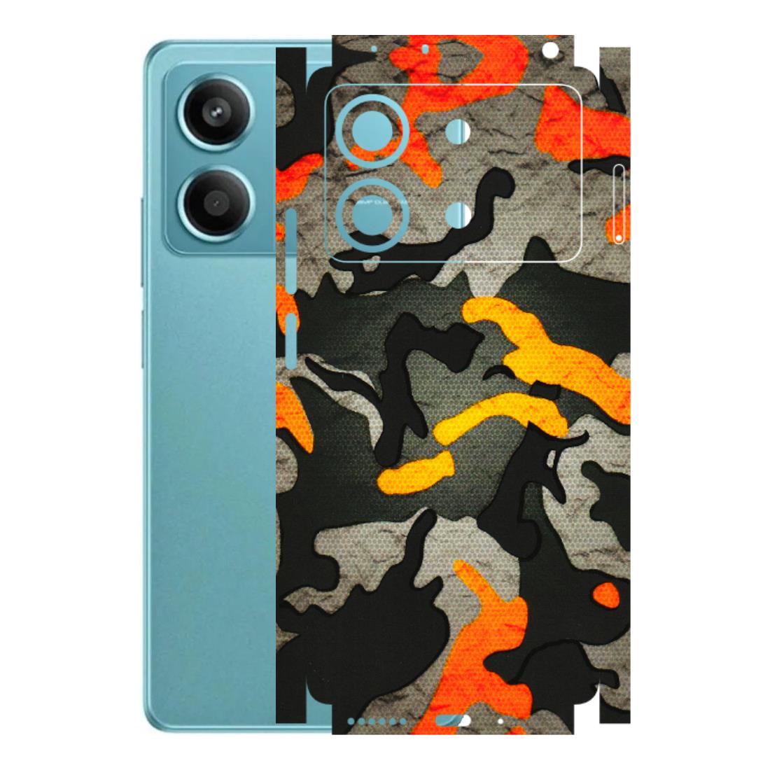 POCO Phone Skins (All Models) - Orange Camouflage - 3D Embossed Finish (L-204) Poco X6 NEO (5G)