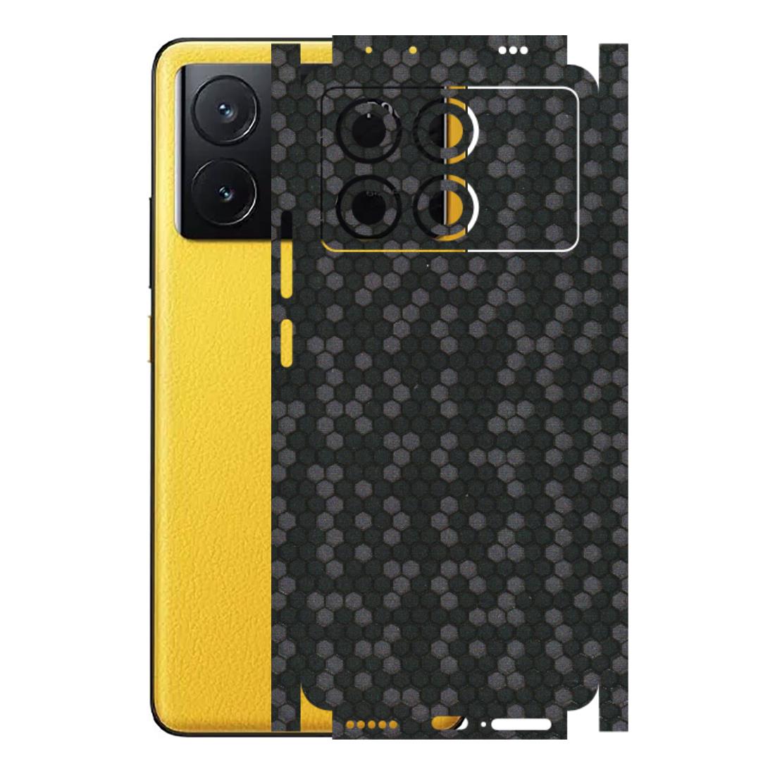 POCO Phone Skins (All Models) - Black Grey Honeycomb Sober - 3D Embossed Finish (L-85) Poco X6 PRO (5G)