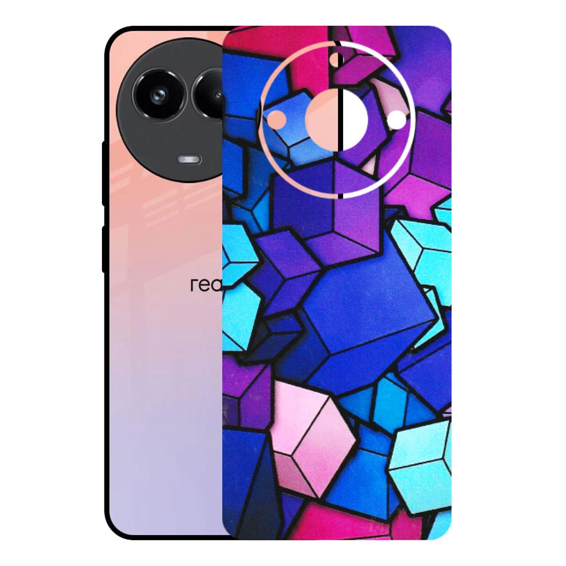 Realme Phone Skins (All Models) - Cube Doodle - 3D Embossed Finish (L-141) Realme 11 (5G)