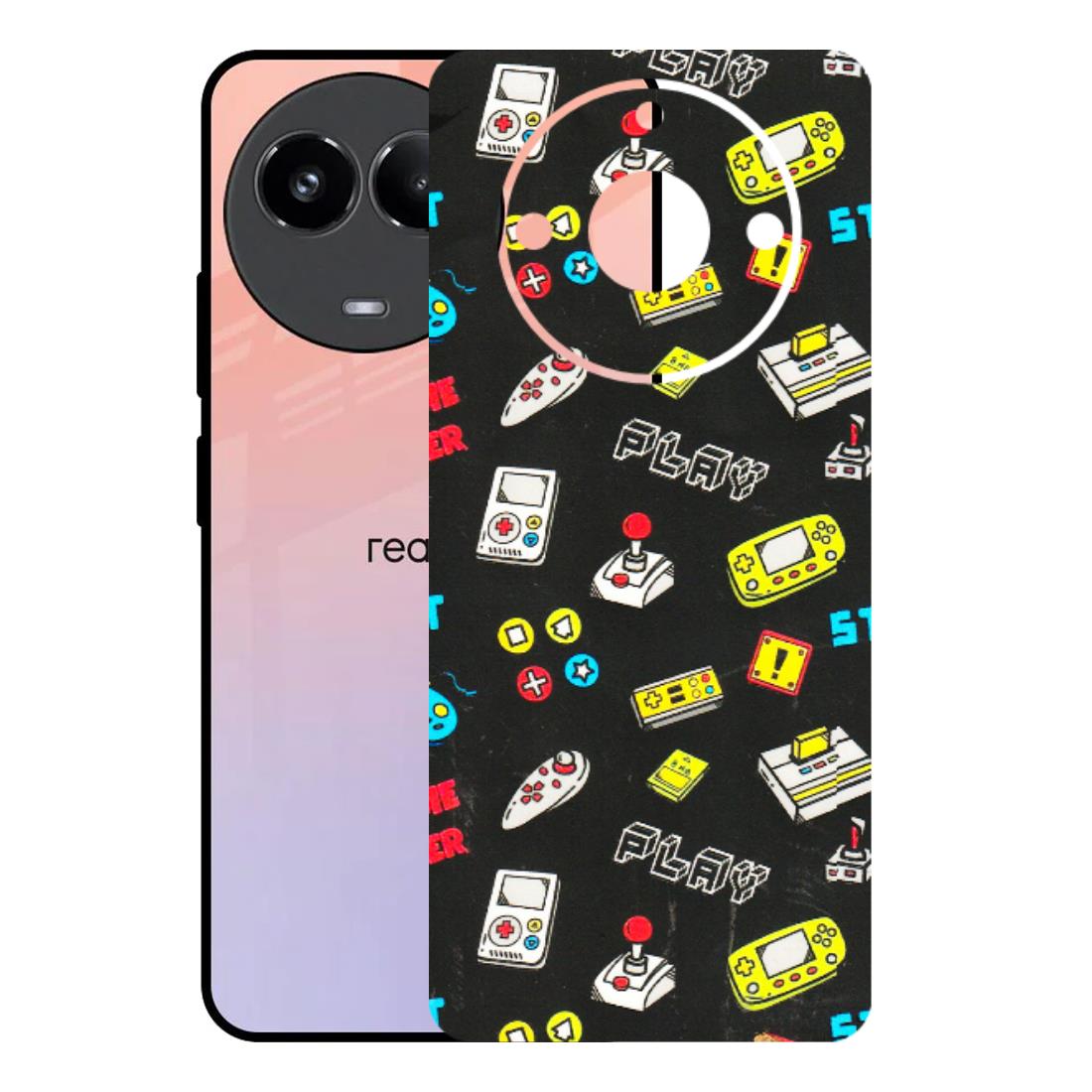 Realme Phone Skins (All Models) - Gaming Doodles - 3D Embossed Finish (L-224) Realme 11 (5G)
