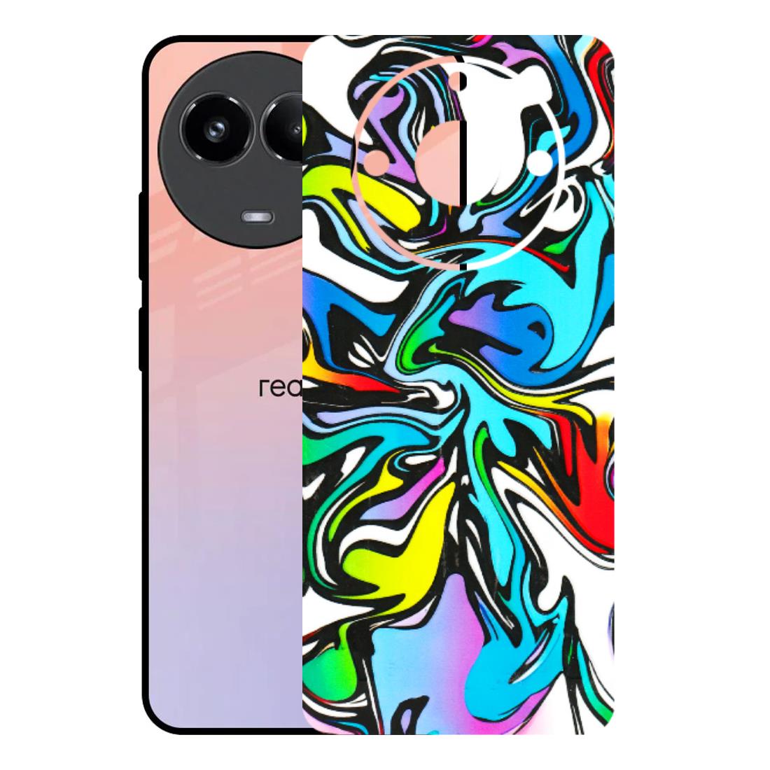 Realme Phone Skins (All Models) - Abstract Colour Paints - 3D Embossed Finish (L-271) Realme 11 (5G)