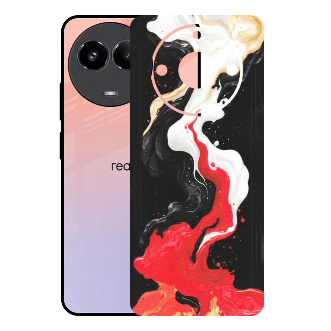 Realme Phone Skins (All Models) - Black Red White Paint Splash Fusion - Matte Finish (M-56) Realme 11 (5G)