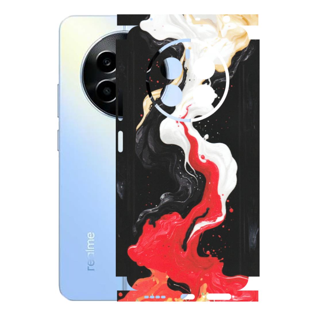 Realme Phone Skins (All Models) - Black Red White Paint Splash Fusion - Matte Finish (M-56) Realme 13