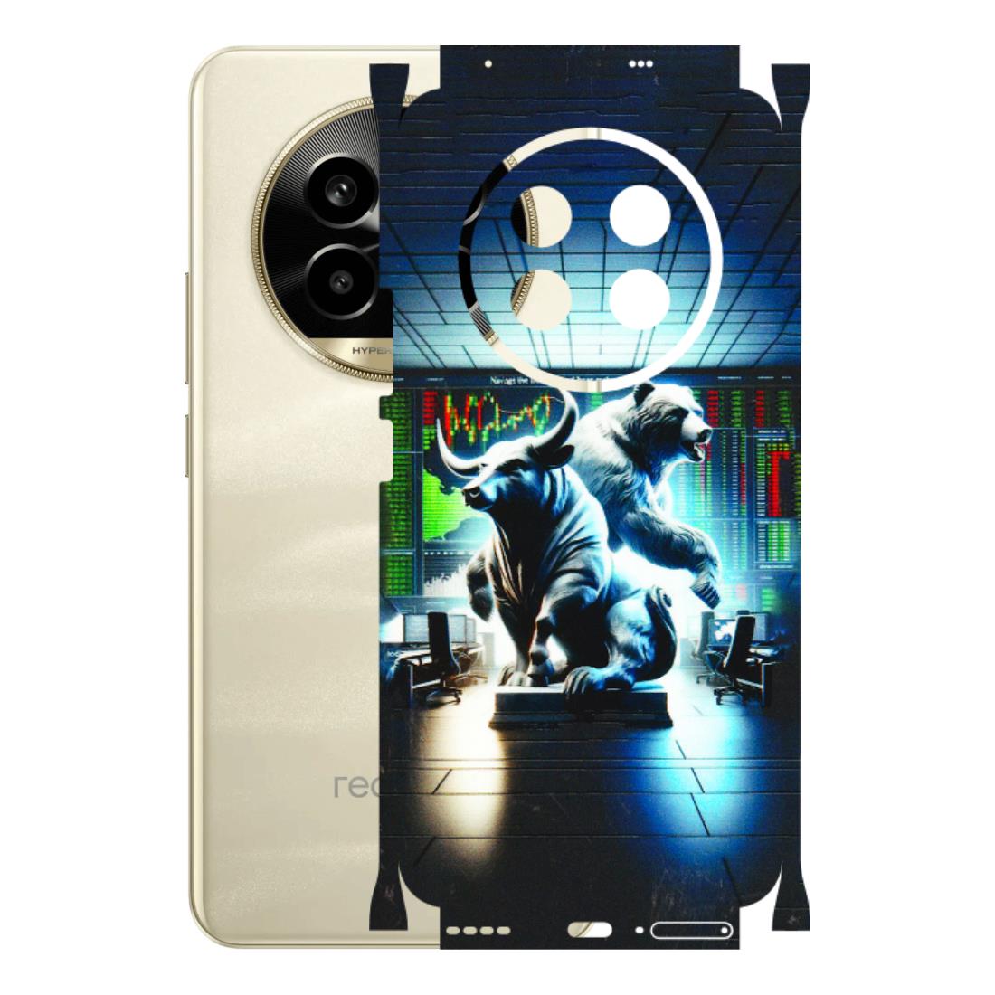 Realme Phone Skins (All Models) - Stock Market Sensex Bear vs Bulls - 3D Embossed Finish (L-15) Realme 14 Pro Lite
