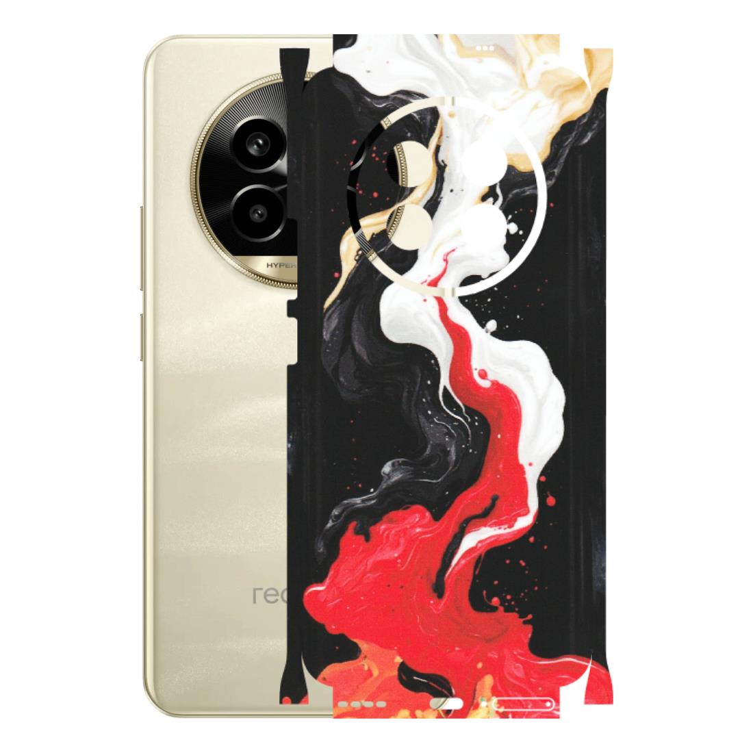 Realme Phone Skins (All Models) - Black Red White Paint Splash Fusion - Matte Finish (M-56) Realme 14 Pro Lite