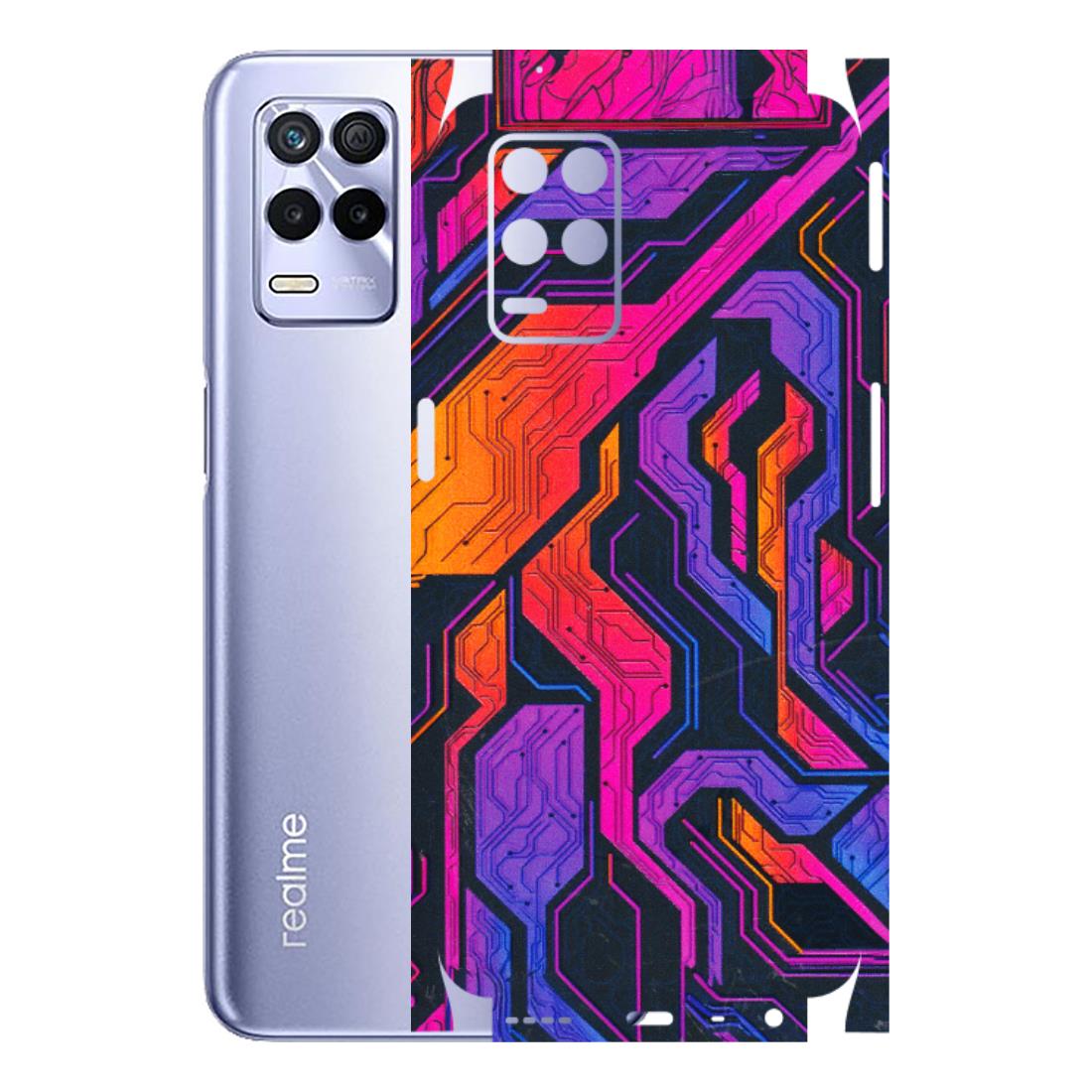 Realme Phone Skins (All Models) - Tech Circuits Futuristic - 3D Embossed Finish (L-07) Realme 8S (5G)