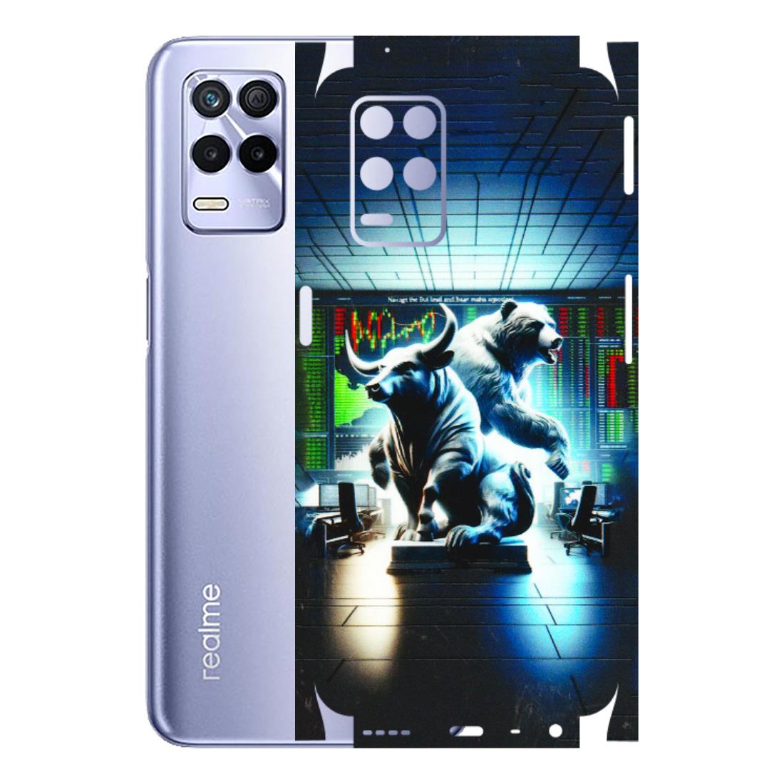 Realme Phone Skins (All Models) - Stock Market Sensex Bear vs Bulls - 3D Embossed Finish (L-15) Realme 8S (5G)