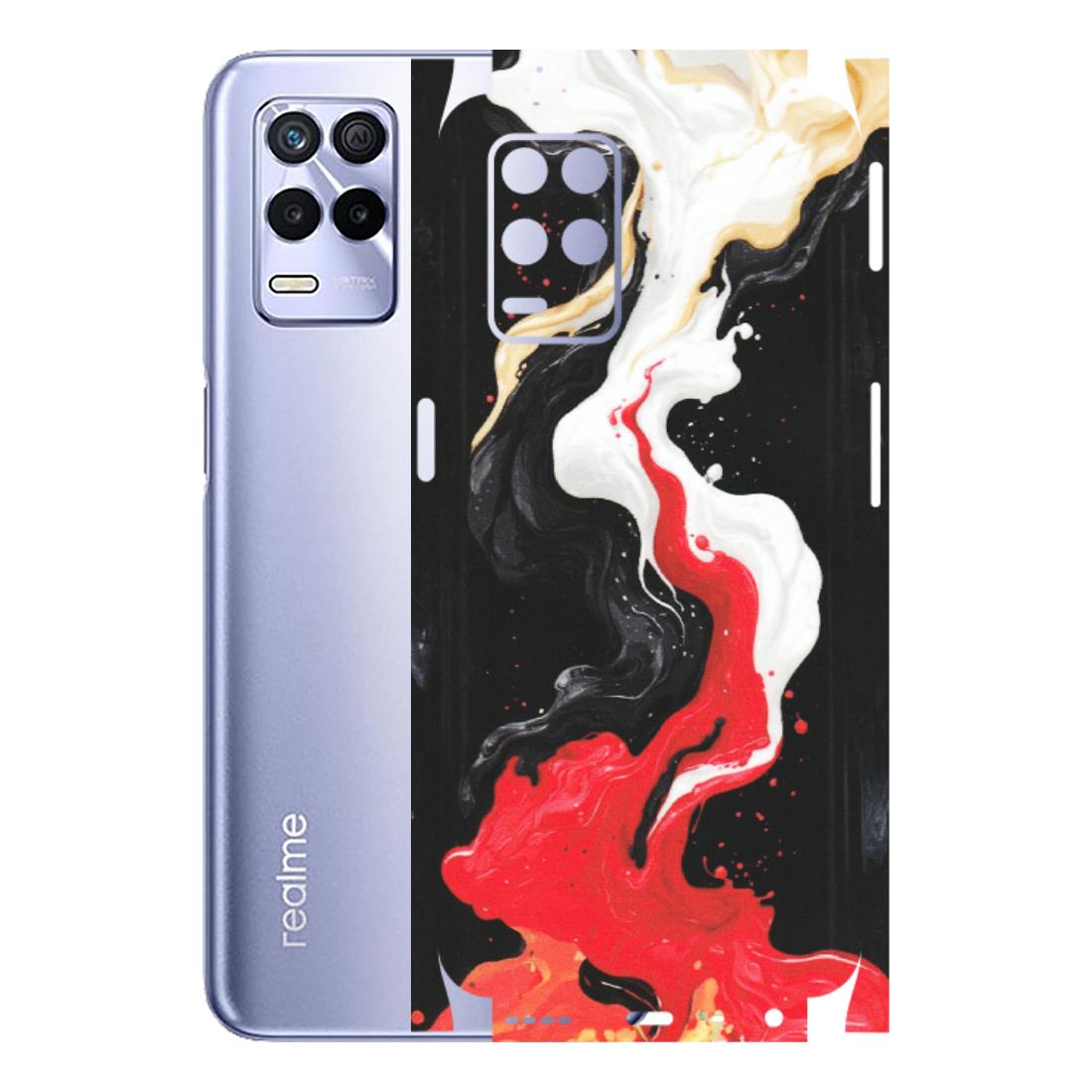 Realme Phone Skins (All Models) - Black Red White Paint Splash Fusion - Matte Finish (M-56) Realme 8S (5G)
