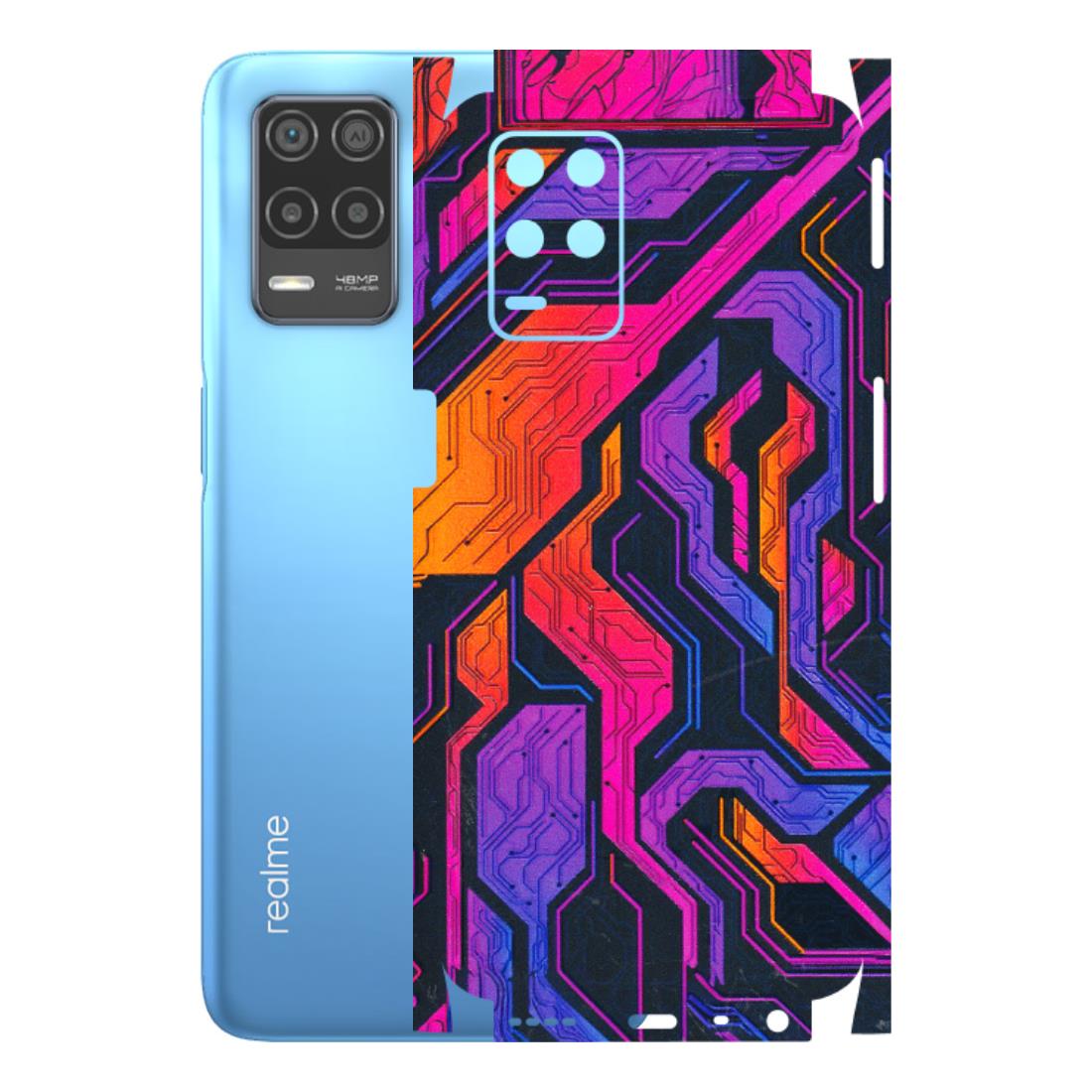 Realme Phone Skins (All Models) - Tech Circuits Futuristic - 3D Embossed Finish (L-07) Realme 8 (4G)