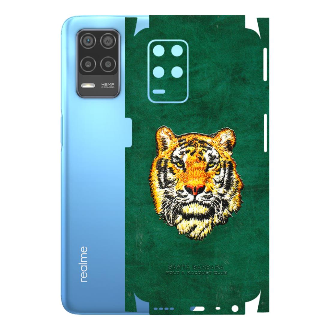 Realme Phone Skins (All Models) - Leather Feel Tiger - 3D Embossed Finish (L-111) Realme 8 (4G)
