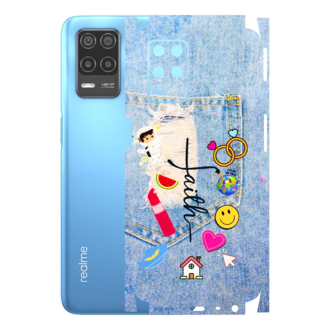 Realme Phone Skins (All Models) - Denim Jeans Pocket - 3D Embossed Finish (L-134) Realme 8 (4G)