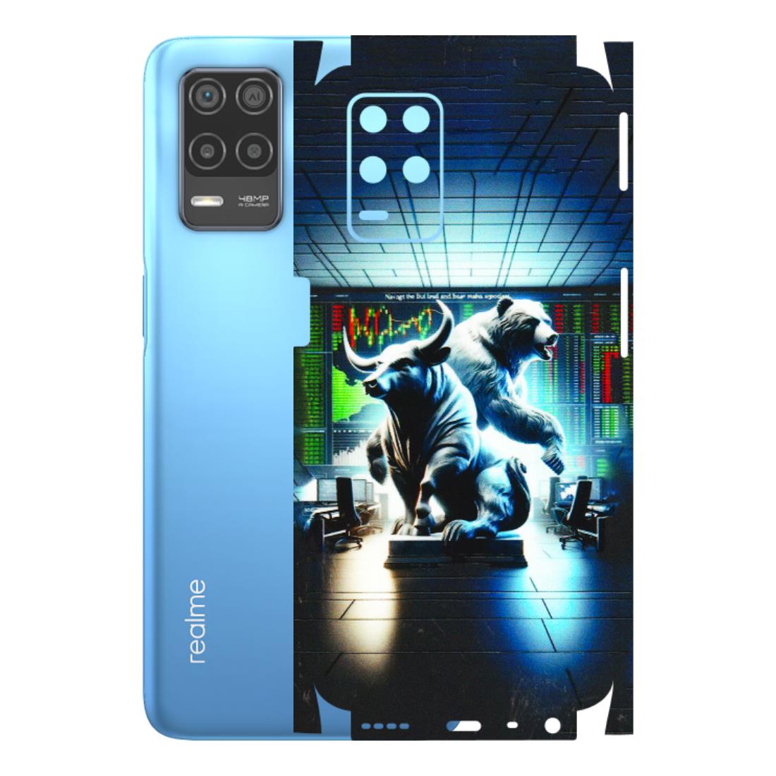 Realme Phone Skins (All Models) - Stock Market Sensex Bear vs Bulls - 3D Embossed Finish (L-15) Realme 8 (4G)